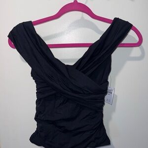 Abercrombie off the shoulder black ruched top